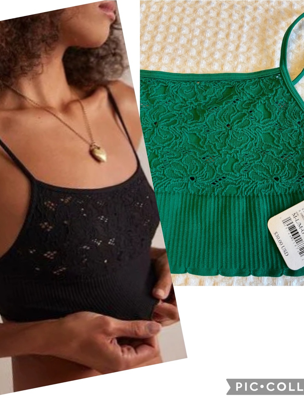 NEW! Free People Intimately AMARA Seamless Kelly Green Lace Bralette Top M/L